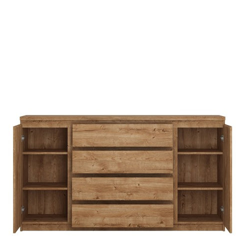 Fribo 2 door 4 drawer wide sideboard in Oak